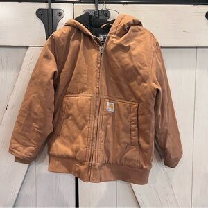 Carhartt Tan Canvas Zip-Front Work Jacket Size Medium 10-12